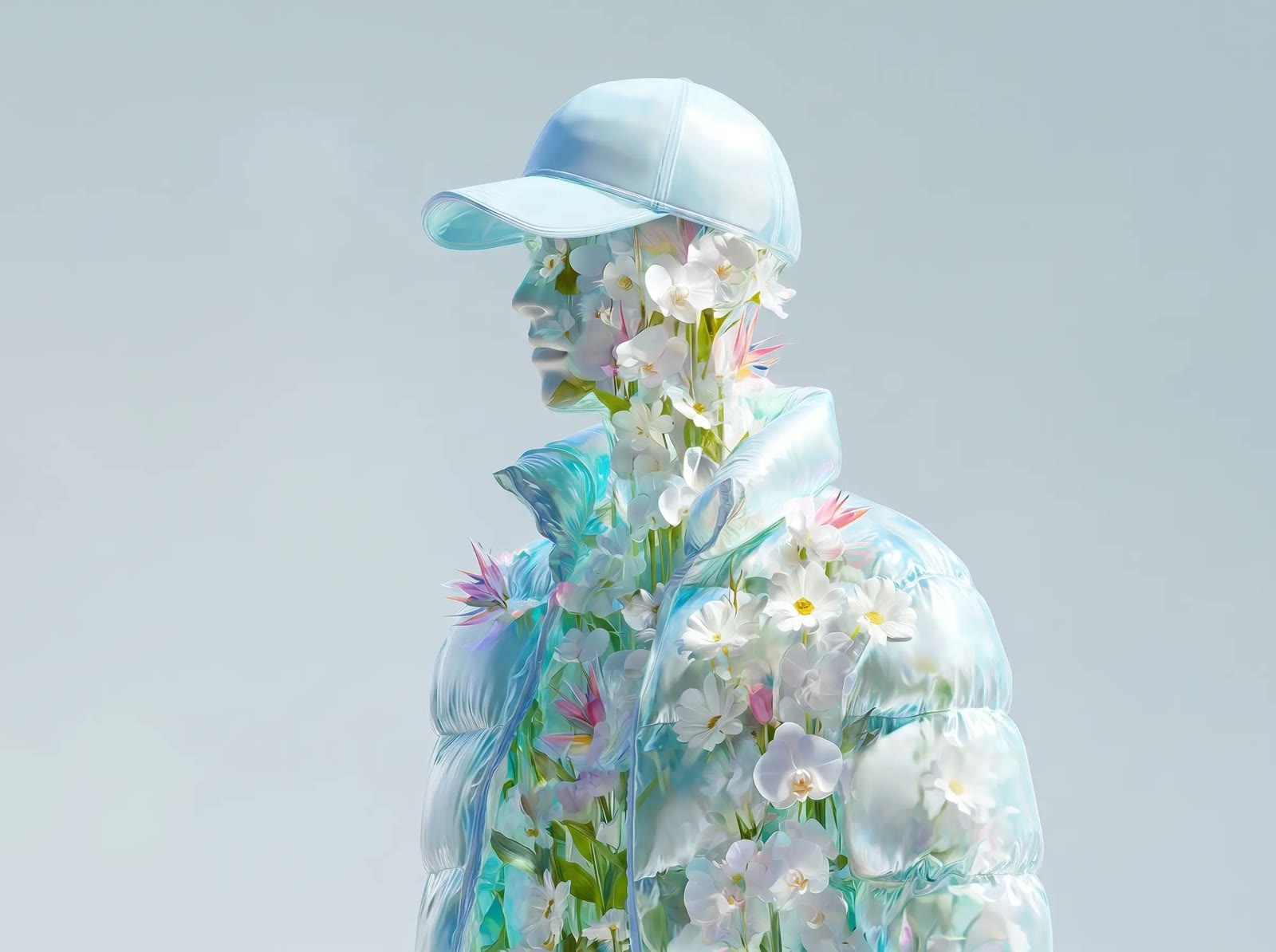 Glass Floral Puffer