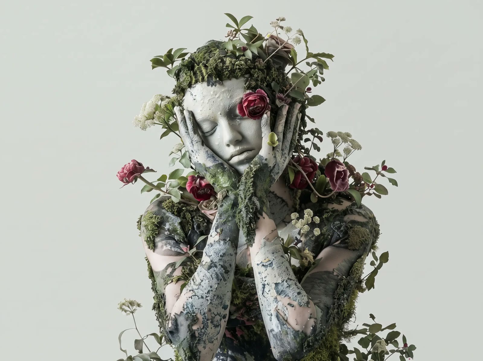 Mossy Rose Statue