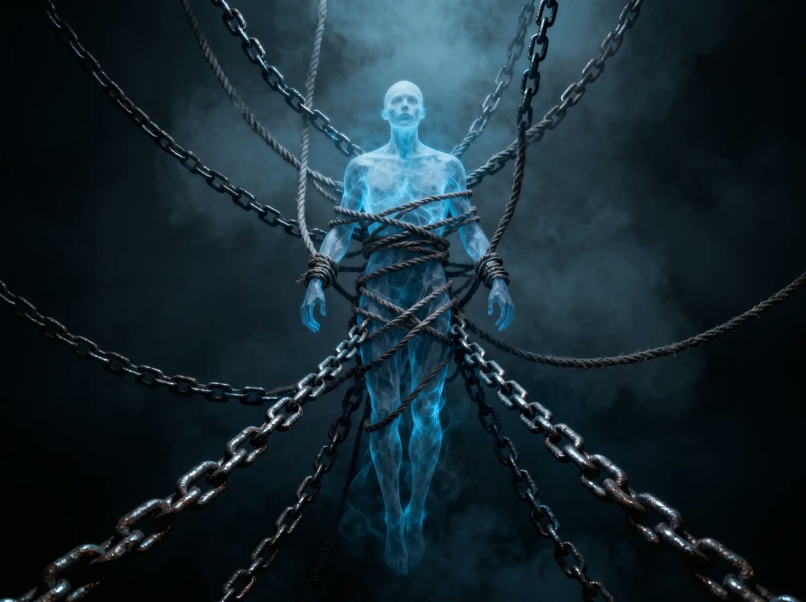 Chained Blue Figure
